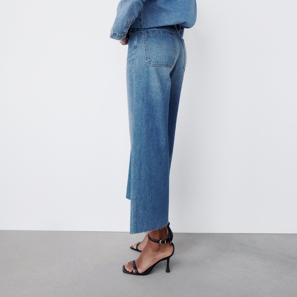 🆕 ZARA Culotte Jeans Mid Blue - Picture 6 of 9